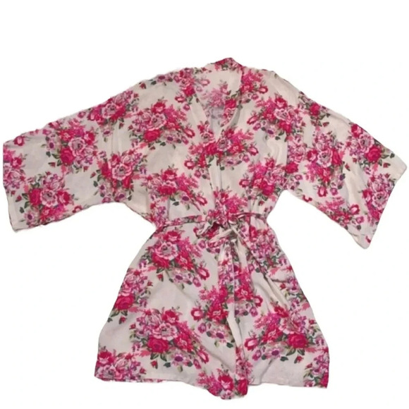 Other - Bridesmaid Gold Floral Wrap Robe Size M/L